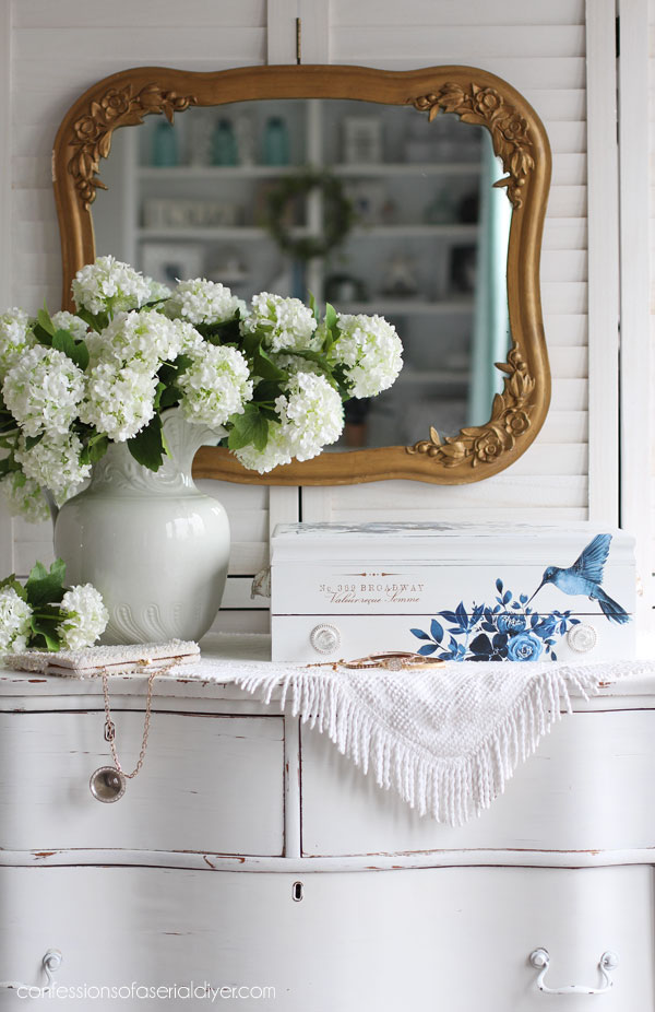 $5 Flatware Box Update using Dixie Belle paint and Redesign transfers