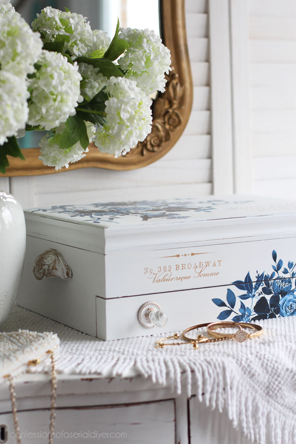 $5 Flatware Box Update using Dixie Belle paint and Redesign transfers