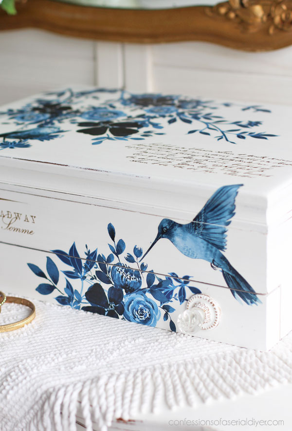 $5 Flatware Box Update using Dixie Belle paint and Redesign transfers