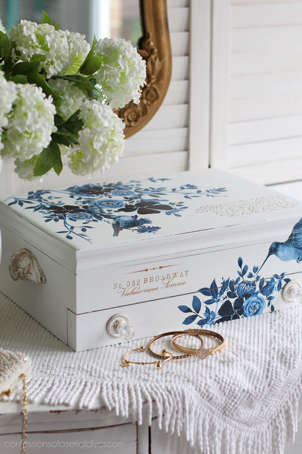 $5 Flatware Box Update using Dixie Belle paint and Redesign transfers