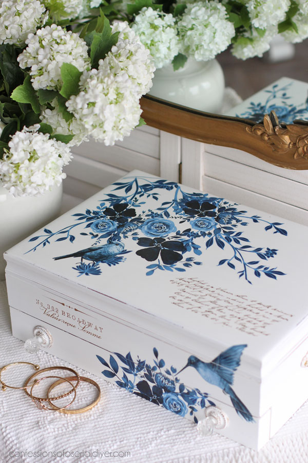 $5 Flatware Box Update using Dixie Belle paint and Redesign transfers