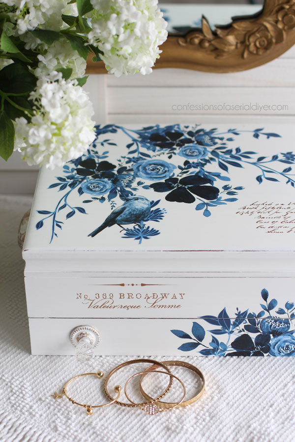 $5 Flatware Box Update using Dixie Belle paint and Redesign transfers