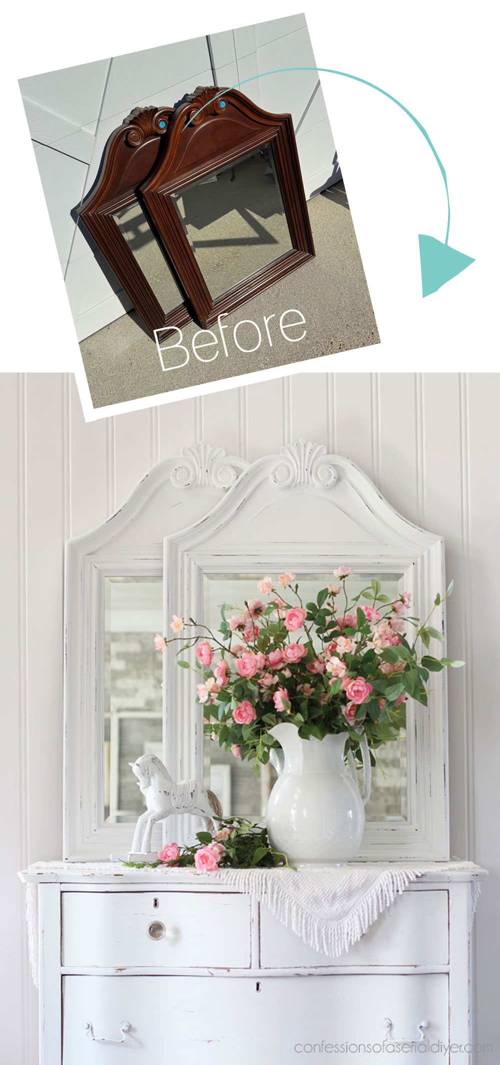 $5 Yard Sale Mirror Set Makeover