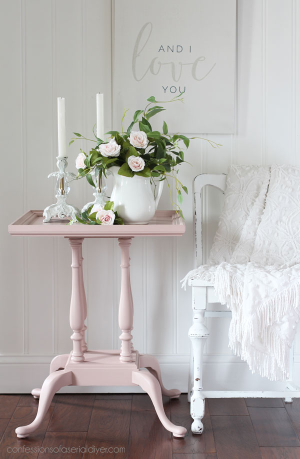 $10 Vintage Side Table Makeover in Dixie Belle's Tea Rose