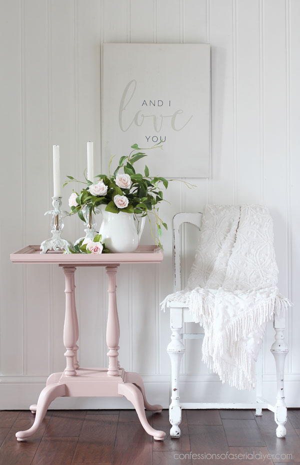 $10 Vintage Side Table Makeover in Dixie Belle's Tea Rose