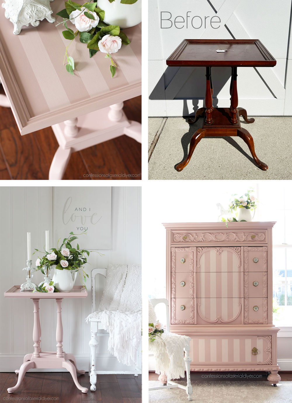 $10 Vintage Side Table Makeover in Dixie Belle's Tea Rose