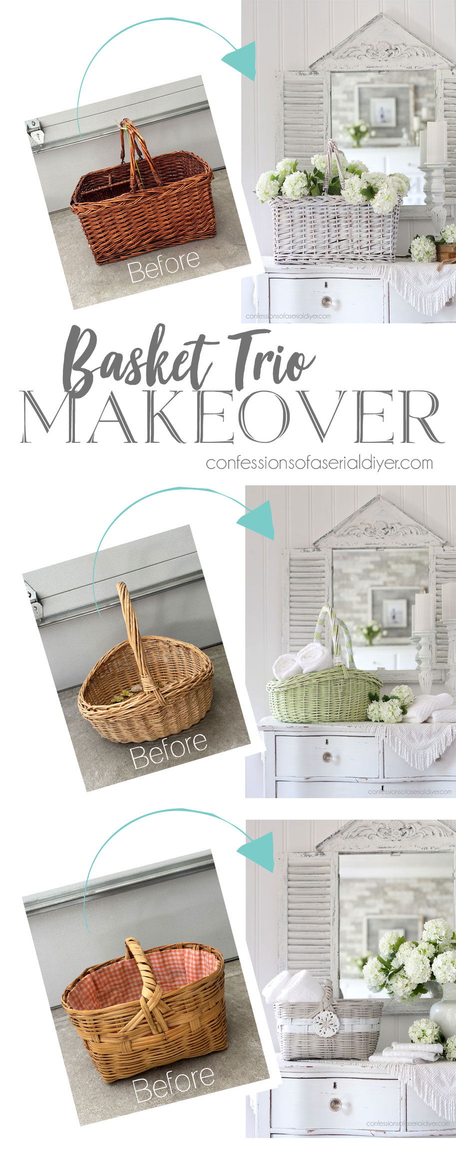 Painted Baskets in Dixie Belle chalk mineral paint