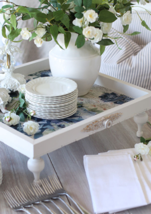 Turn old thrift store art into fabulous new tray!