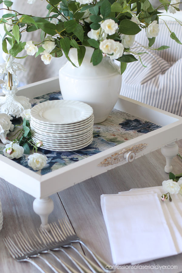 Turn old thrift store art into fabulous new tray!