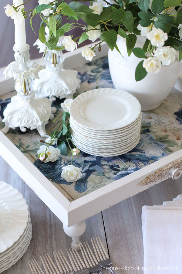 Turn old thrift store art into fabulous new tray!