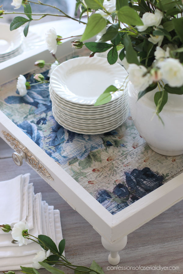 Turn old thrift store art into fabulous new tray!