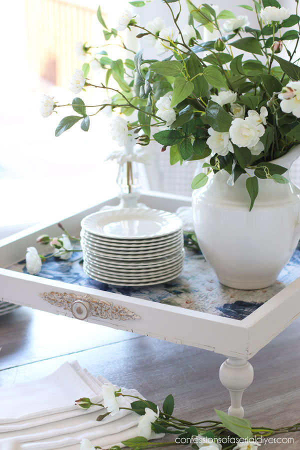 Turn old thrift store art into fabulous new tray!