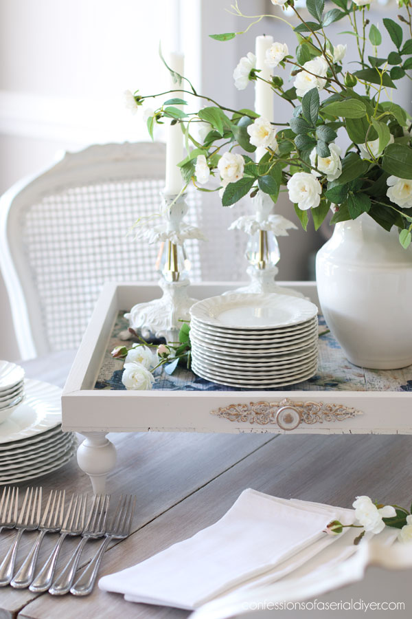 Turn old thrift store art into fabulous new tray!