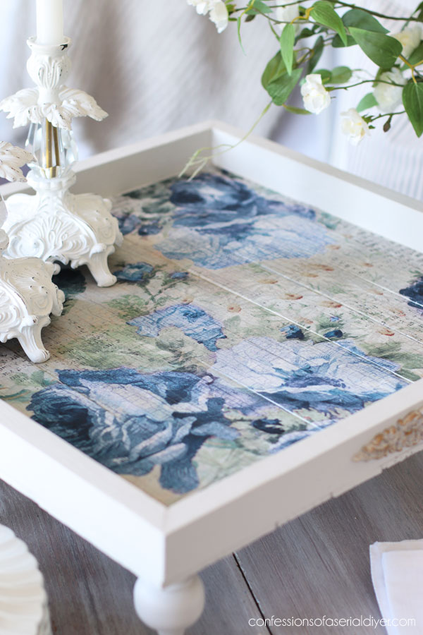 Turn old thrift store art into fabulous new tray!