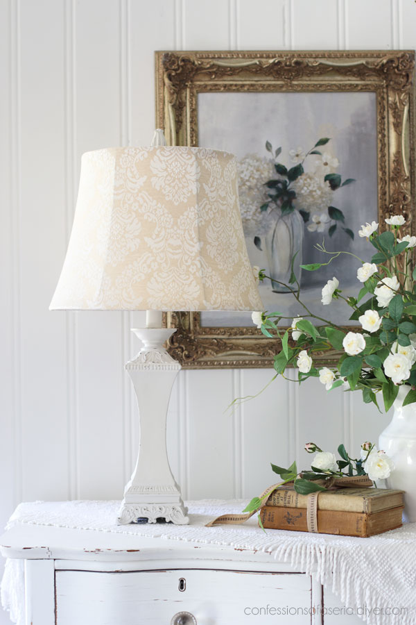 Thrift Store lamp makeover in Dixie Belle Gardenia