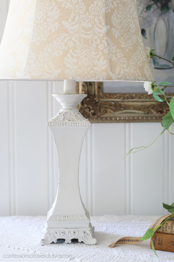 Thrift Store lamp makeover in Dixie Belle Gardenia