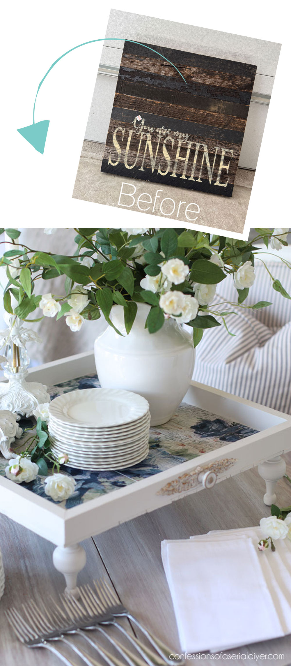 Turn old thrift store art into fabulous new tray!