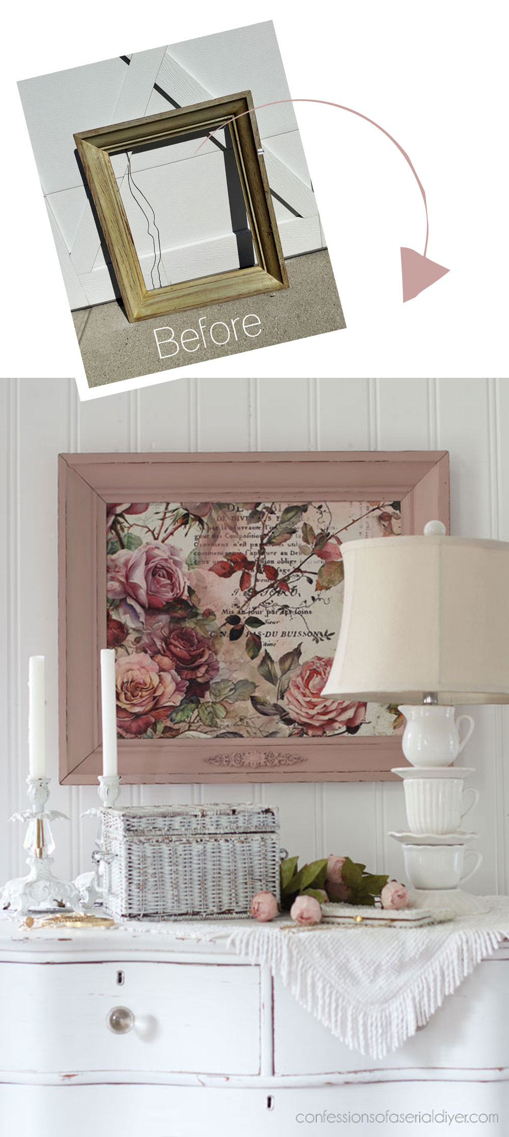 Framed decoupage paper
