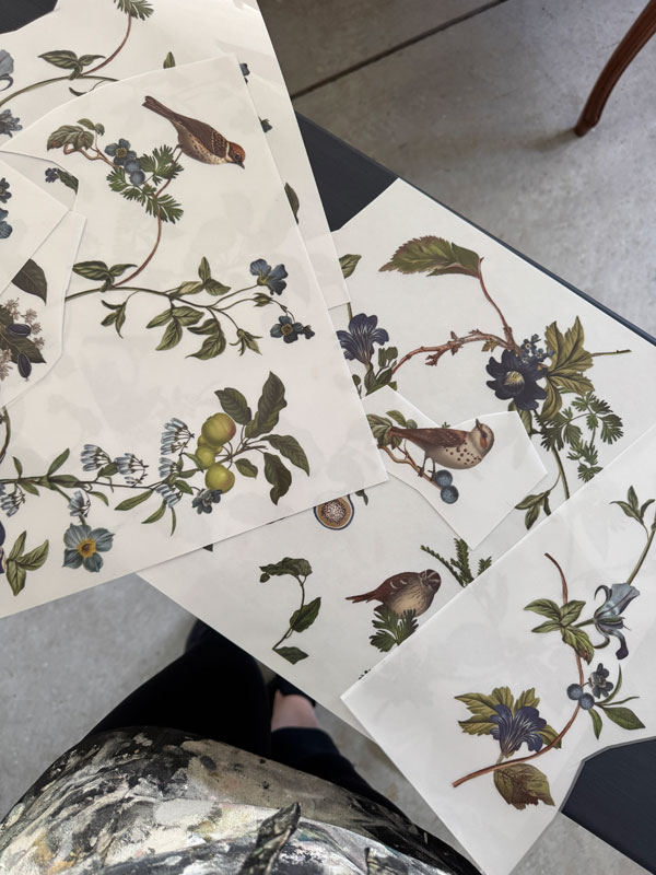 Chirping Charm Transfer on a console table