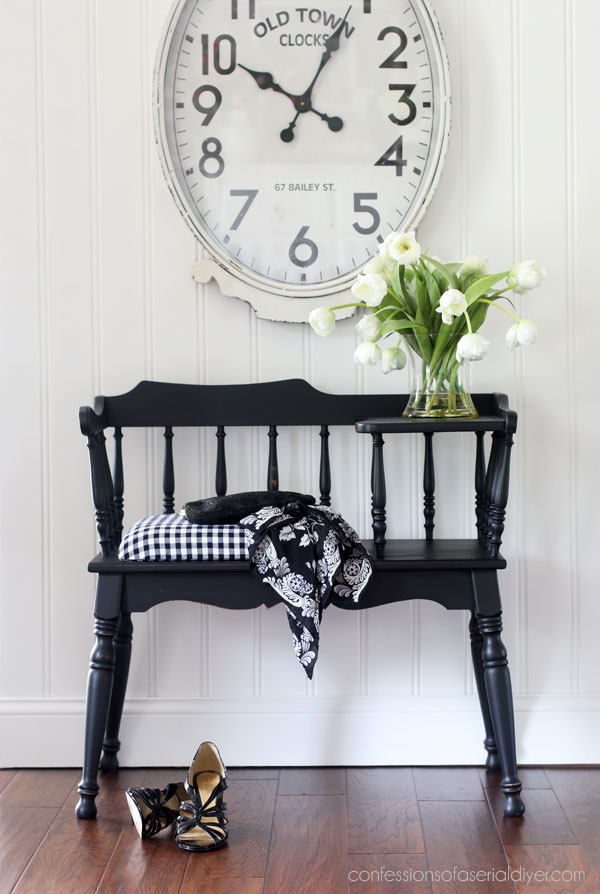 Vintage Telephone Table Makeover in Caviar by Dixie Belle