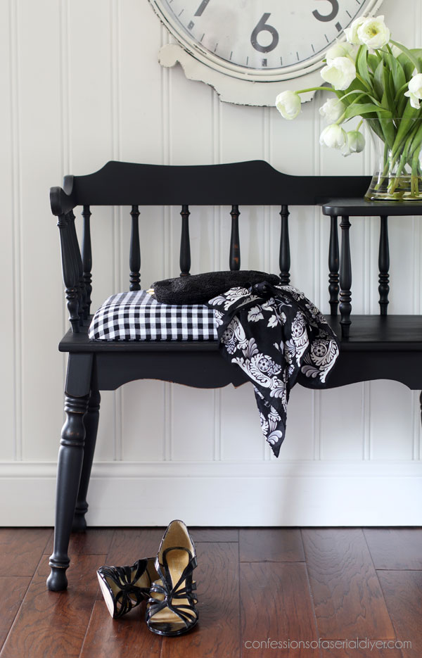 Vintage Telephone Table Makeover in Caviar by Dixie Belle