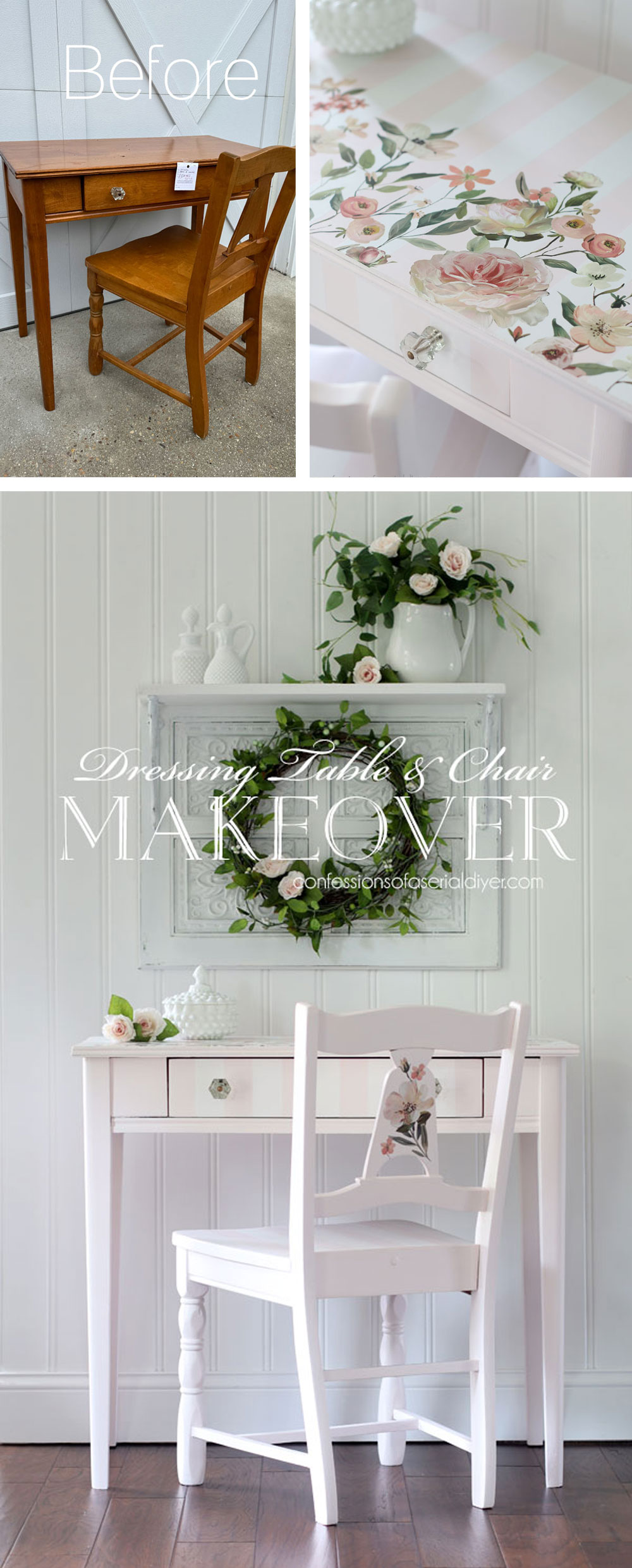 Painted Dressing Table and Chair Makeover