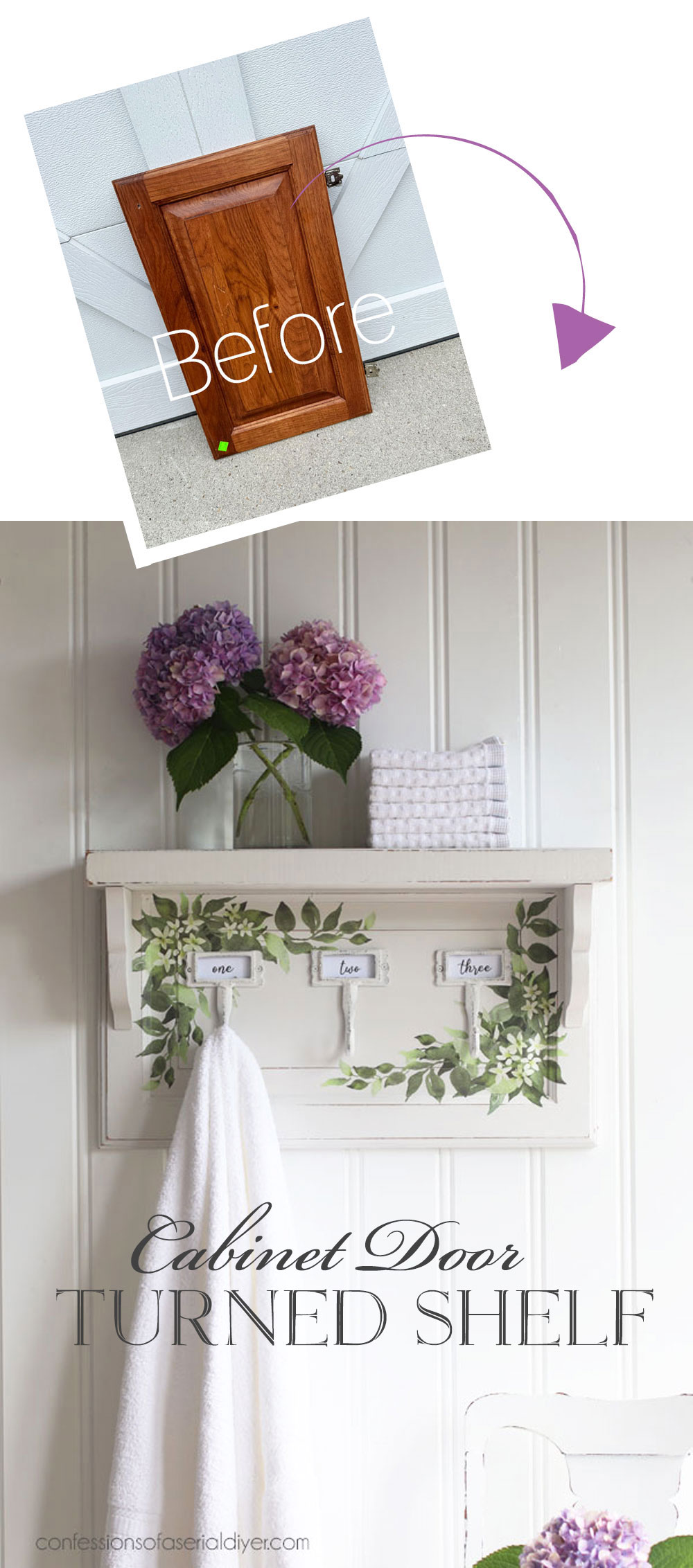 Turn a cabinet door into a shelf!