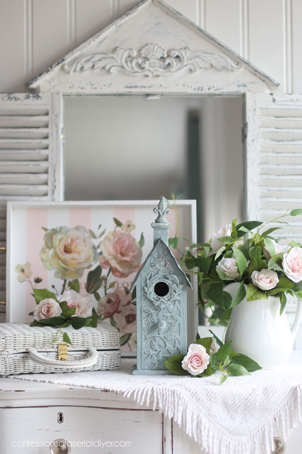Vintage Duck Egg blue birdhouse makeover