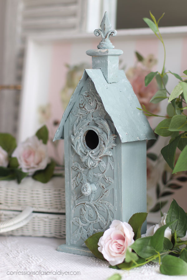 Vintage Duck Egg blue birdhouse makeover