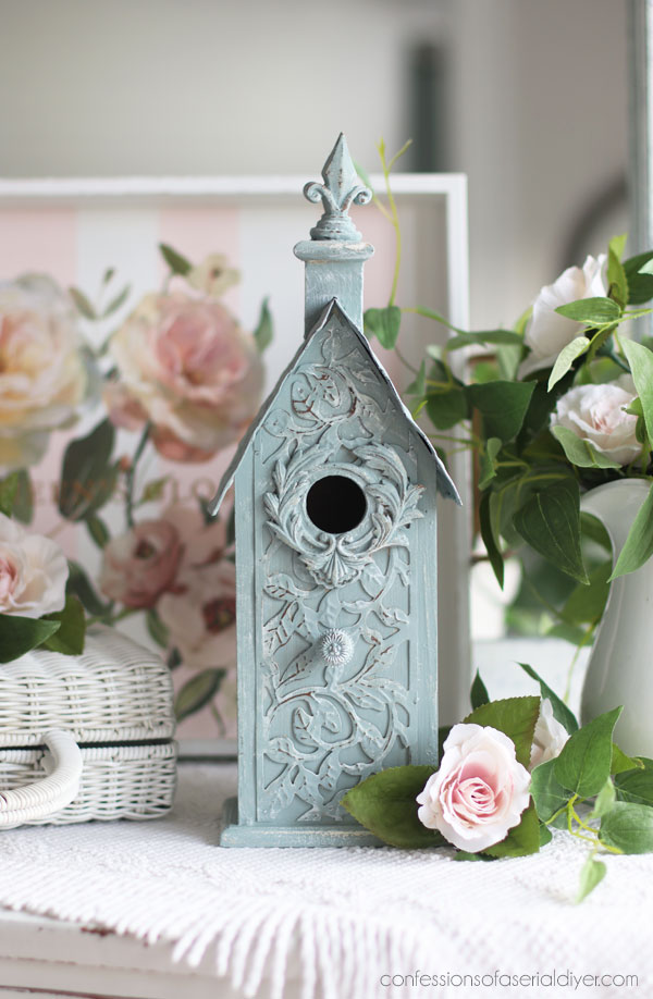Vintage Duck Egg blue birdhouse makeover
