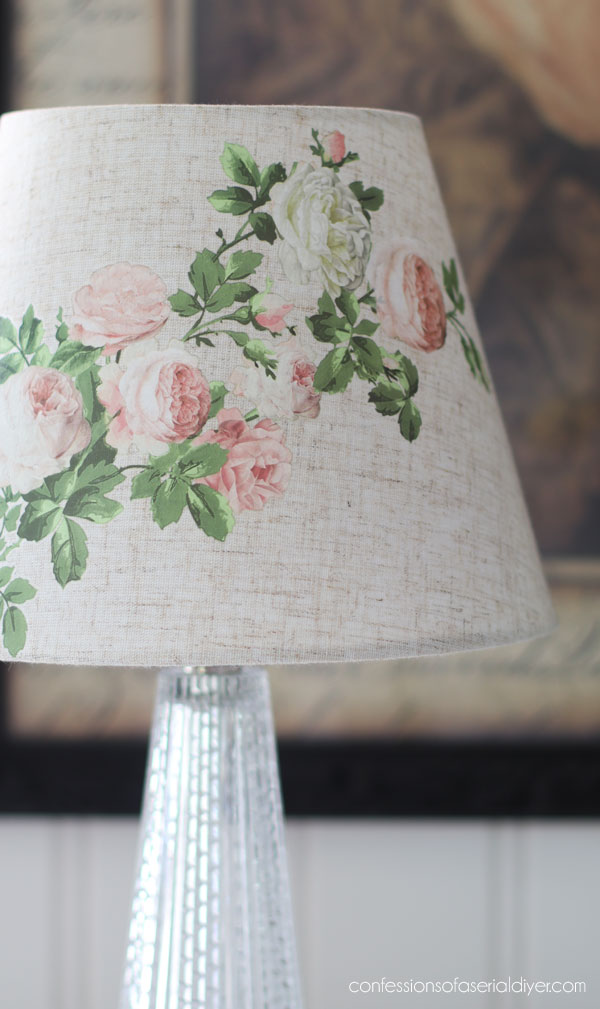 Glass lamp with rose lampshade