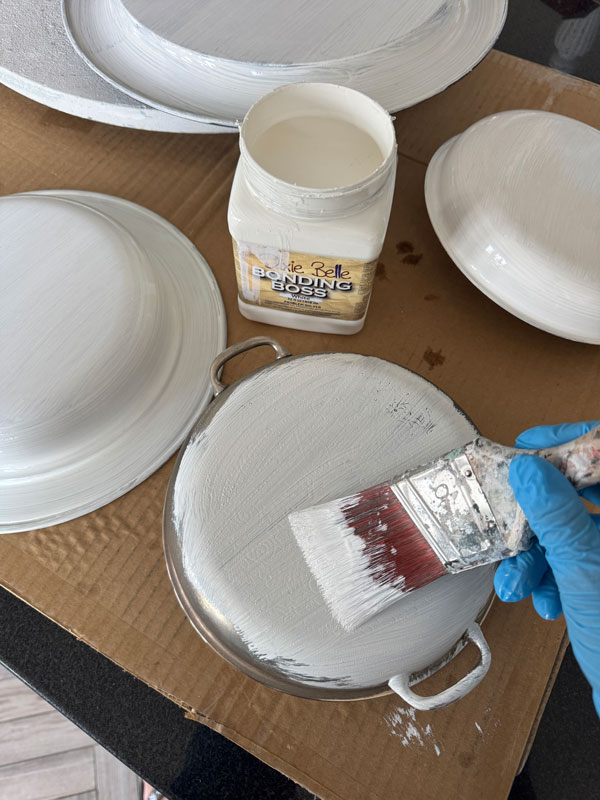 Prime silver plated pieces with Bonding BOSS before painting.