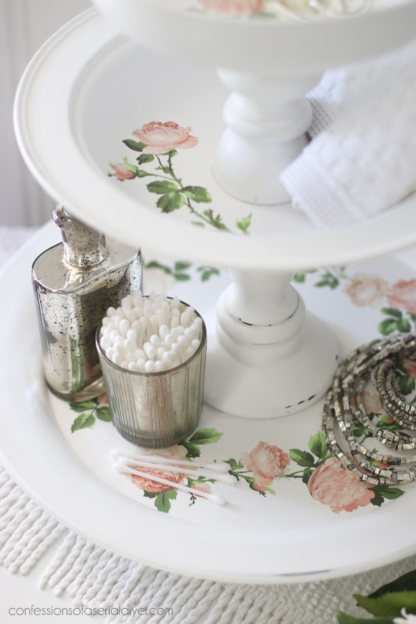 Repurpose a silver plated tray and server into a Tiered Tray