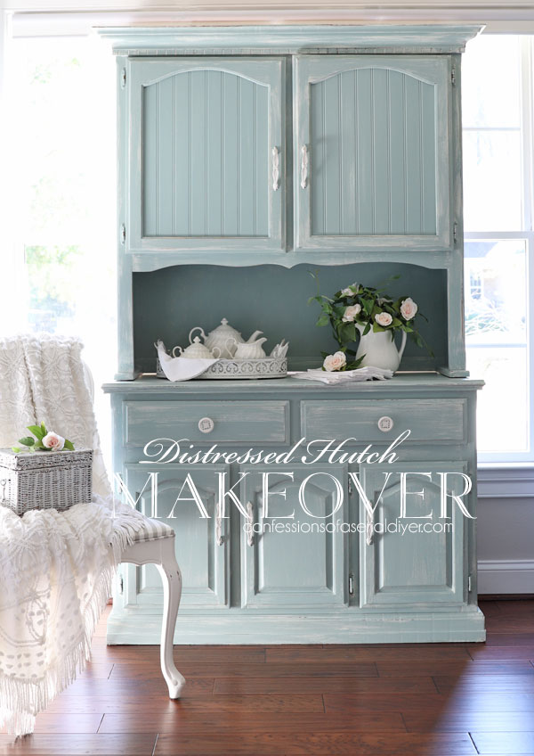 Painted Oak Hutch Makeover