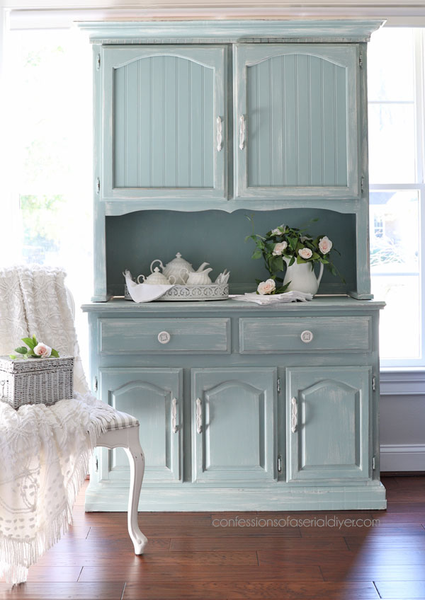 Painted Oak Hutch Makeover