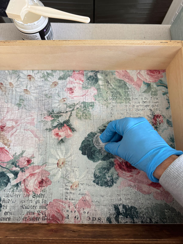 How to apply decoupage paper to a drawer