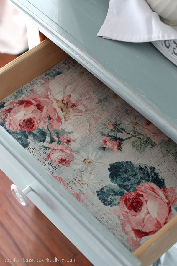 How to apply decoupage paper to a drawer