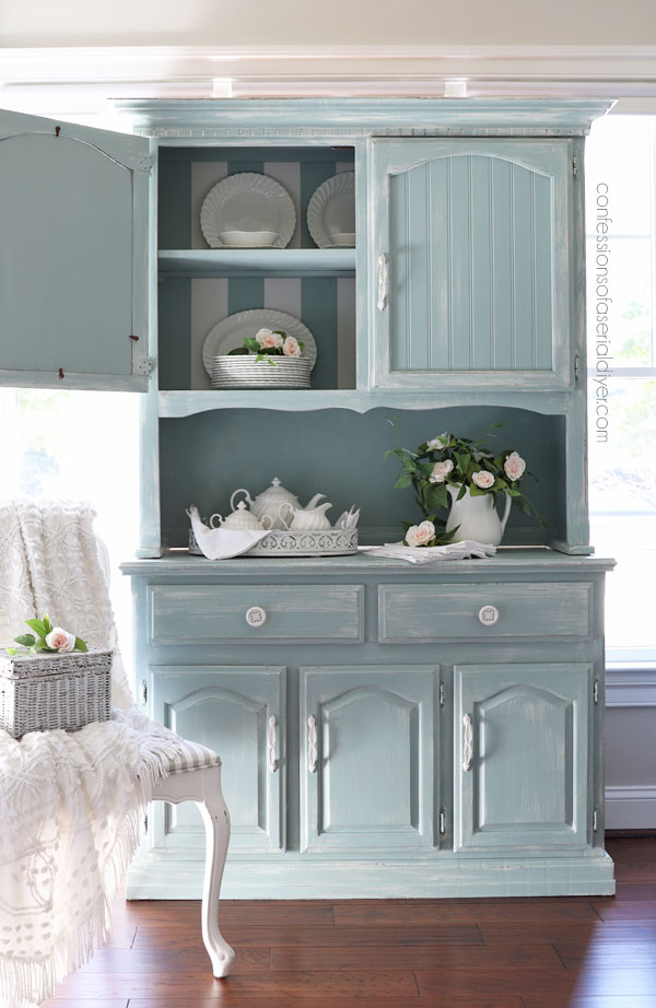Painted Oak Hutch Makeover