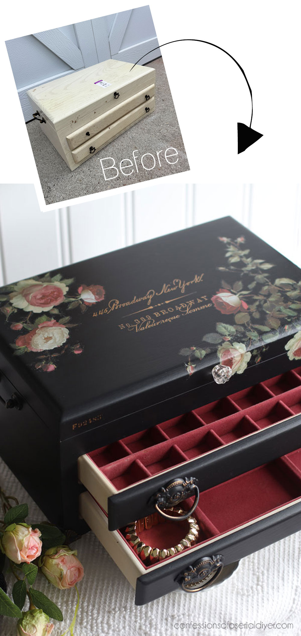 Upcycled Jewelry Box with paint and transfers!